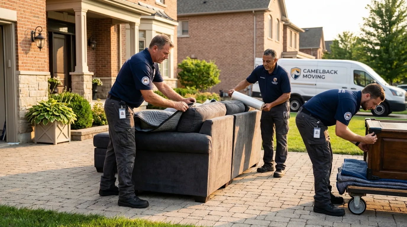 Large estate moving crew wrapping furniture in Markle, IN